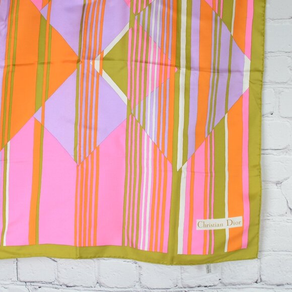 VTG DIOR Geometric Silk Twill Scarf - Picture 8 of 14